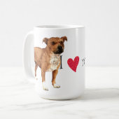 Mug J'aime mon bull-terrier du Staffordshire (Devant gauche)