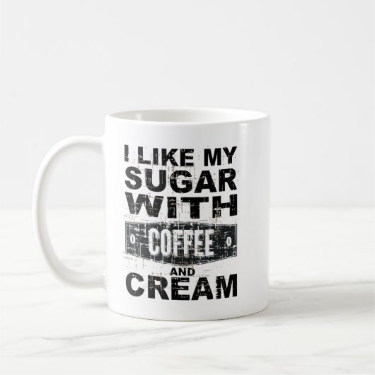 Mug J'aime mon café avec du sucre et de la crème T-shi (Gauche)