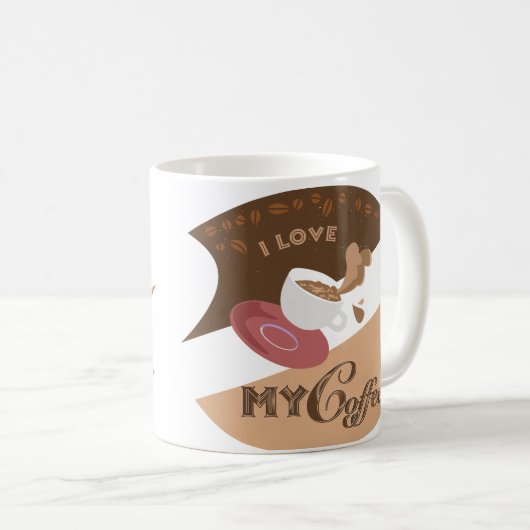 Mug J'aime mon café Retro Java (Devant droit)