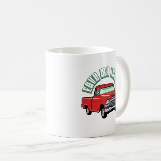 Mug J'aime mon camion - vieux, collecte rouge (Devant droit)