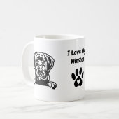 Mug J'aime mon CANE CORSO | Nom et Empreinte de patte (Devant gauche)