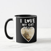 Mug J'aime mon chat Coeur Photo Nom du chat Noir (Gauche)