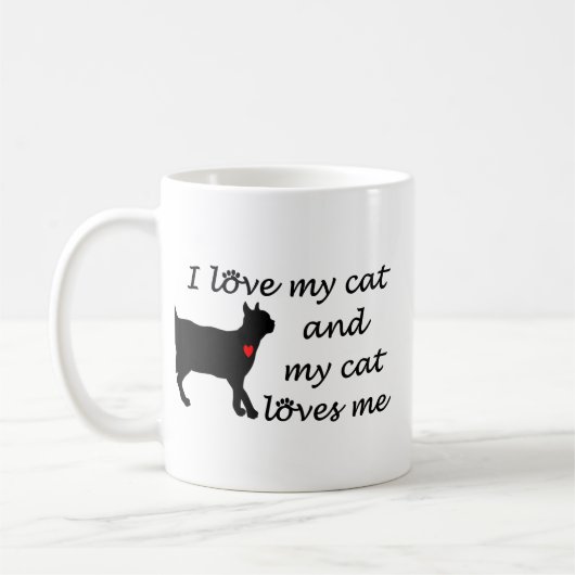 Mug J'aime mon chat et mon chat m'aime (Gauche)