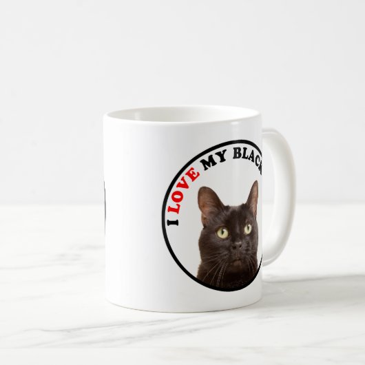 Mug J'Aime Mon Chat Noir (Devant droit)