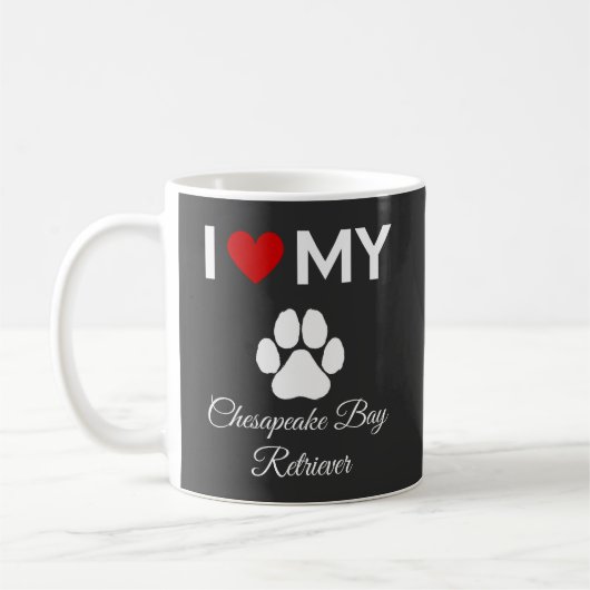 Mug J'aime mon Chesapeake Bay Retriever chien texte pe (Gauche)