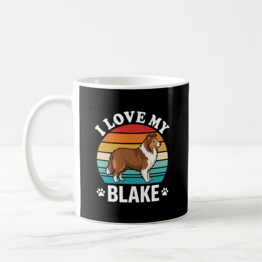 Mug J'aime mon chien Colley Sunset Rétro (Gauche)