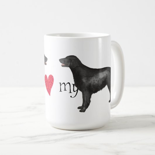 Mug J'aime mon chien d'arrêt Plat-Enduit (Devant droit)