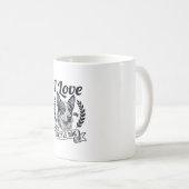 Mug J'aime mon chien de troupeau design de gravure vin (Devant droit)