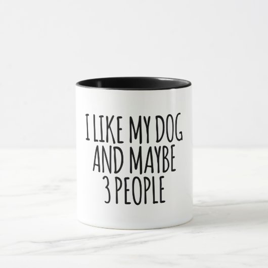 Mug J'aime mon chien et peut-être 3 personnes (Centre)
