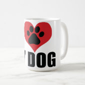Mug J'aime mon chien jeter l'oreiller (Devant droit)