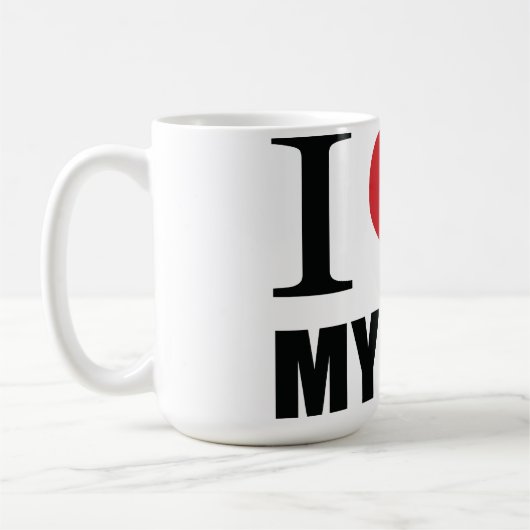 Mug J'aime mon chien jeter l'oreiller (Gauche)