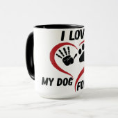 Mug J'aime mon chien jeter l'oreiller (Devant gauche)