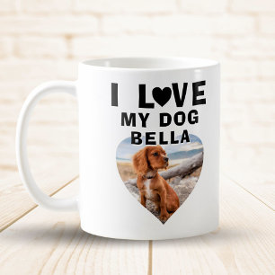 Mug J'aime mon chien Photo de chien en forme de coeur
