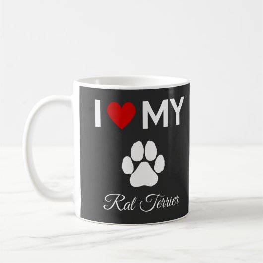 Mug J'aime mon chien Rat Terrier texte personnalisé (Gauche)
