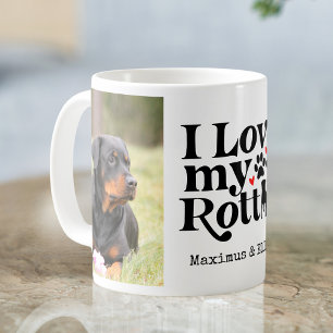 Mug J'aime mon chien Rottie Rottweiler Photo personnal