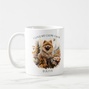 Mug J'Aime Mon Chow Chow Portrait Floral Chien