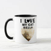 Mug J'aime mon coeur de chat Photo Nom du chat (Gauche)