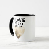 Mug J'aime mon coeur de chat Photo Nom du chat (Devant gauche)