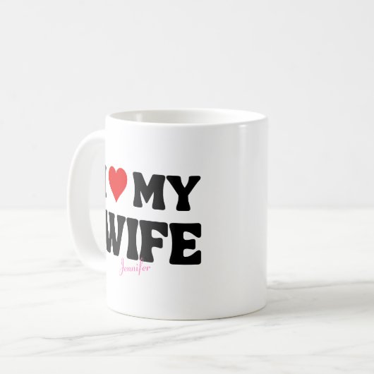 Mug J'aime mon coeur de femme Romantique Nom personnal (Devant gauche)
