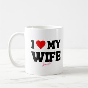 Mug J'aime mon coeur de femme Romantique Nom personnal