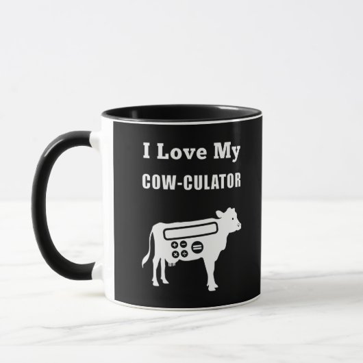 Mug J'Aime Mon Cow-culator Funny Math Calculator Pun (Gauche)