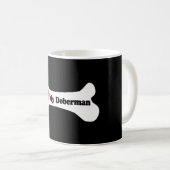Mug J'aime mon dobermann - os de chien (Devant droit)