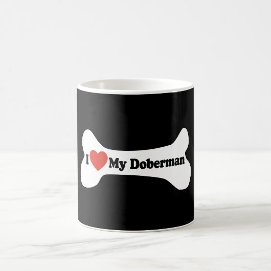 Mug J'aime mon dobermann - os de chien (Centre)