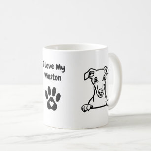 Mug J'aime mon Empreinte de patte de nom de chien WHIP