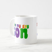 Mug J'Aime Mon Fils Gay Retro Rainbow Maman (Devant gauche)