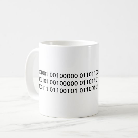 Mug J'aime mon geek ! en code binaire (Devant gauche)