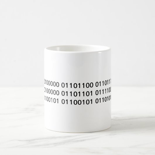 Mug J'aime mon geek ! en code binaire (Centre)