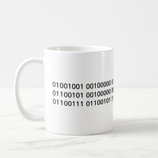 Mug J'aime mon geek ! en code binaire (Gauche)