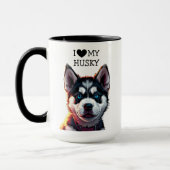 Mug J'Aime Mon Husky Personnalisé (Gauche)
