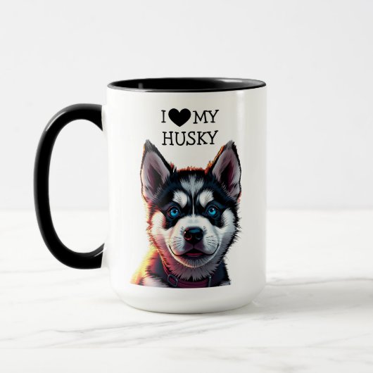 Mug J'Aime Mon Husky Personnalisé (Gauche)