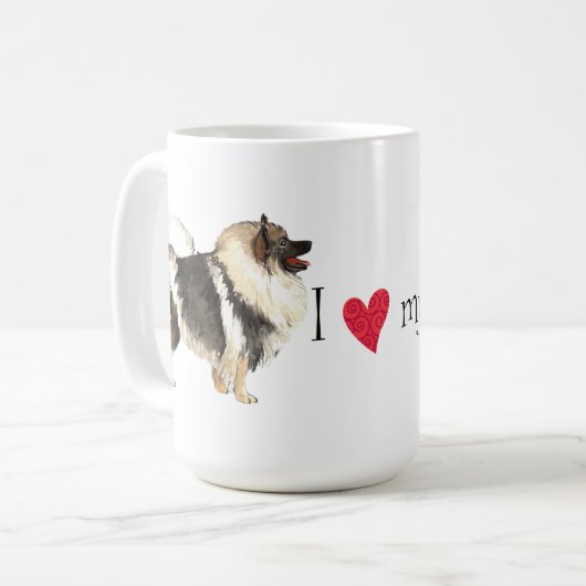 Mug J'aime mon Keeshond (Devant gauche)