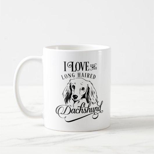 Mug J'Aime Mon Long Cheveux Dachshund (Gauche)
