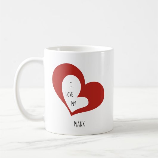 Mug J'Aime Mon Manx Cat (Gauche)
