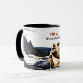 Mug J'aime mon merveilleux père, canot dans les rapide (Devant gauche)