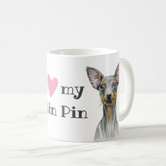 Mug J'aime mon miniature Miniature Pinscher Min Chien (Devant droit)