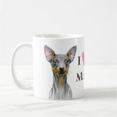 Mug J'aime mon miniature Miniature Pinscher Min Chien (Gauche)