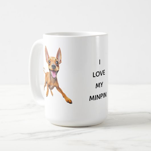 Mug J'AIME MON MINPIN minpin miniature pinscher chien  (Devant gauche)