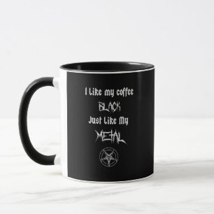 Mug J'aime mon noir de café juste comme mon métal