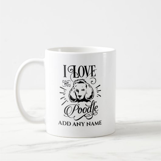 Mug J'AIME MON POODLE - Cadeau personnalisé propriétai (Gauche)