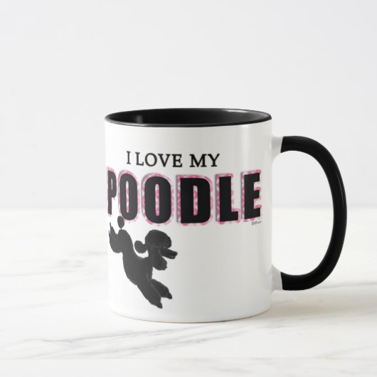 Mug J'Aime Mon Poodle Noir (Droite)