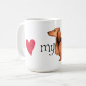 Mug J'aime mon teckel à cheveux longs (Devant gauche)