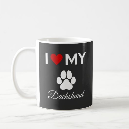 Mug J'aime mon texte personnalisé Dachshund (Gauche)
