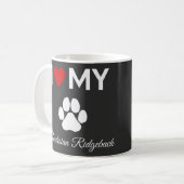 Mug J'aime mon texte Rhodesian Ridgeback chien (Devant gauche)