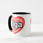 Mug J'aime Olga. Je t'aime Olga. Coeur (Devant gauche)