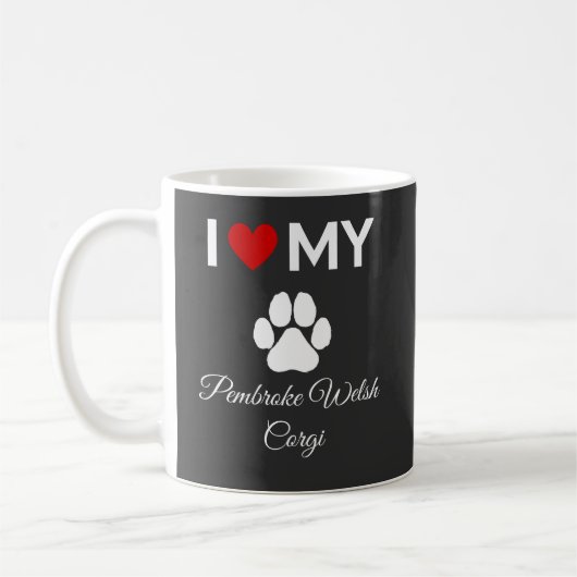 Mug J'aime Pembroke Welsh Corgi chien texte personnali (Gauche)