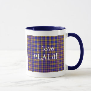 Mug J'Aime Plaid - Bleu